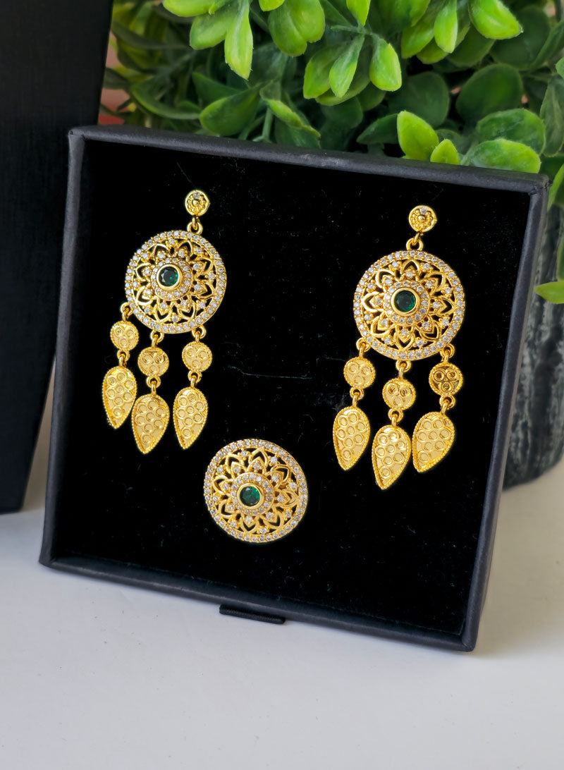 Necklace Set with Hanging Earrings and Ring