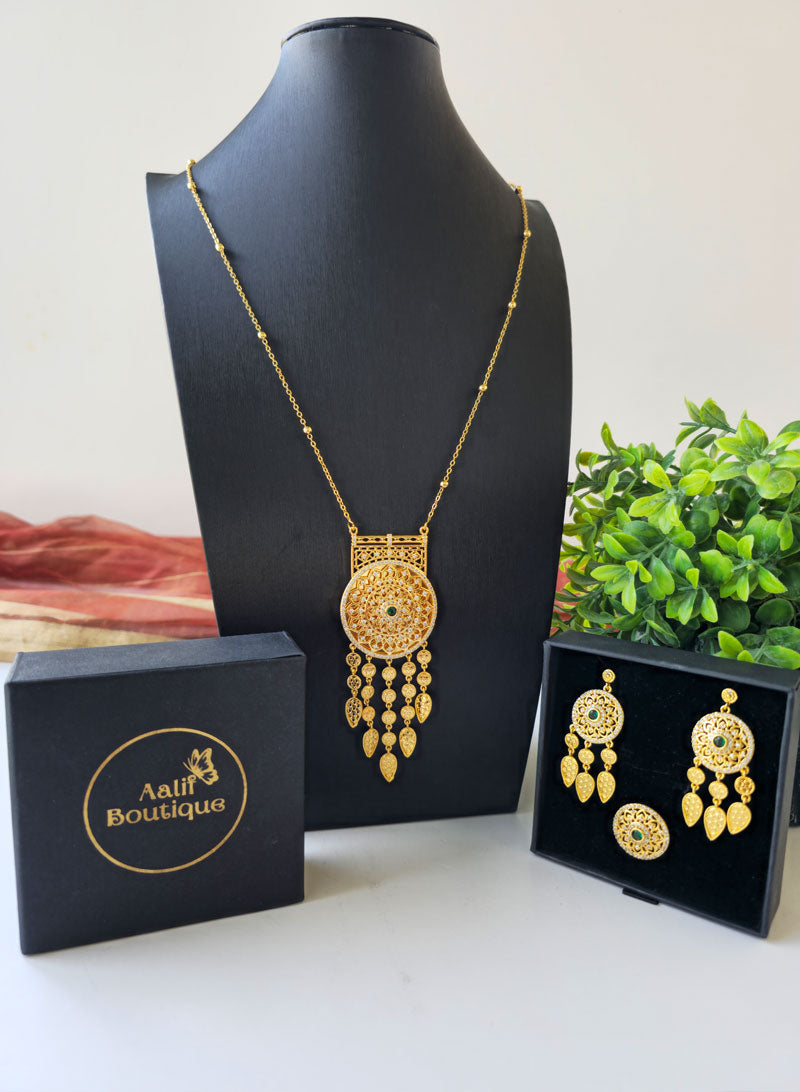 Necklace Set with Hanging Earrings and Ring for women