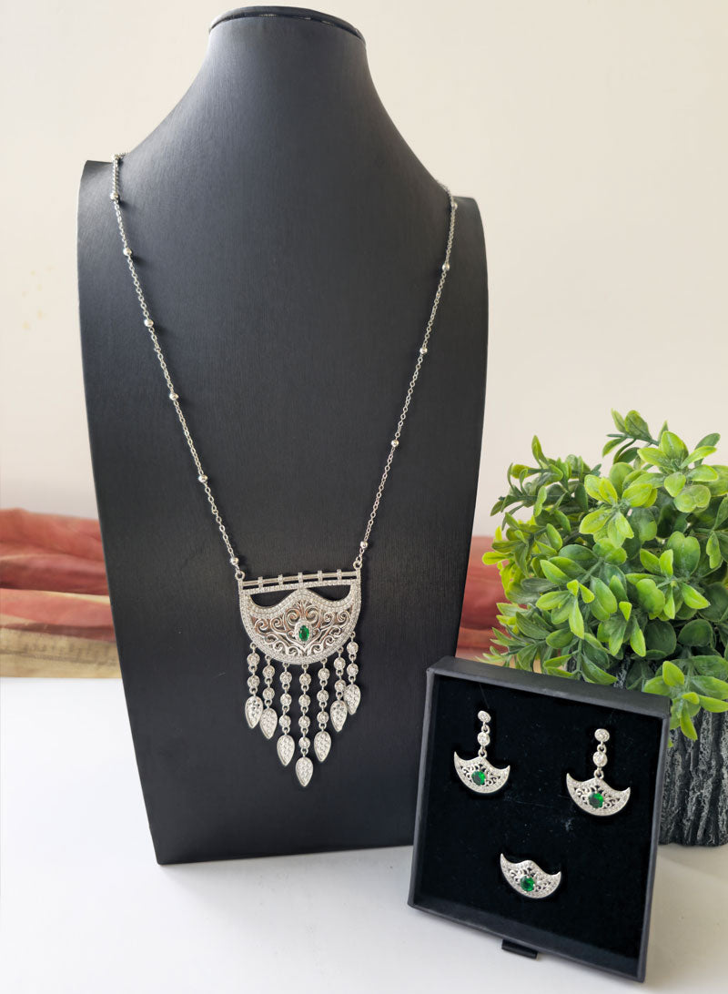 Silver Necklace with Matching Earrings and Rings