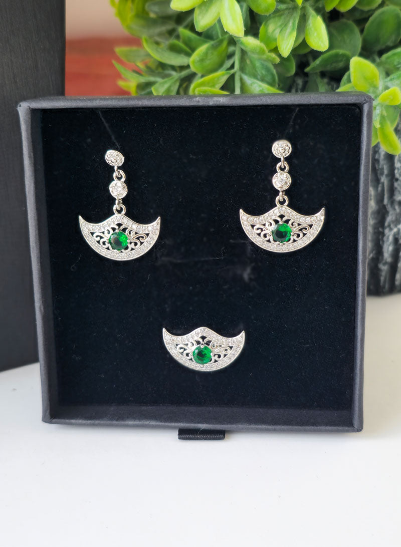 Silver Necklace with Matching Earrings and Rings for women