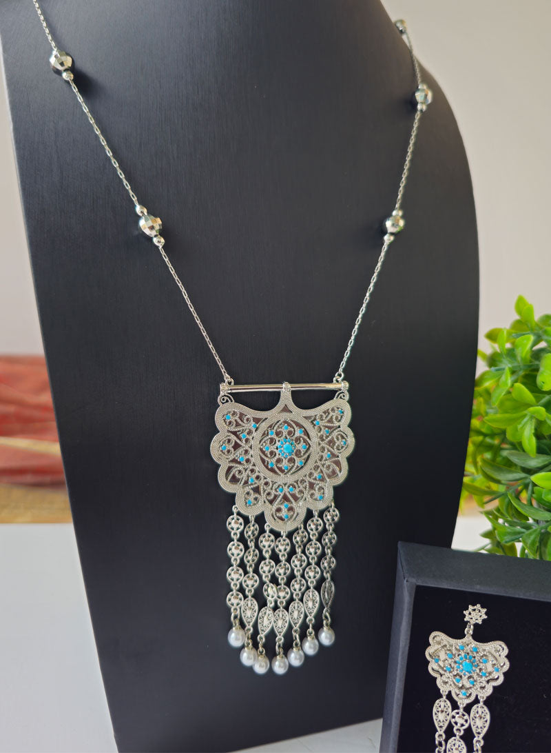 Silver Jewellery Necklace and Earring Set for women