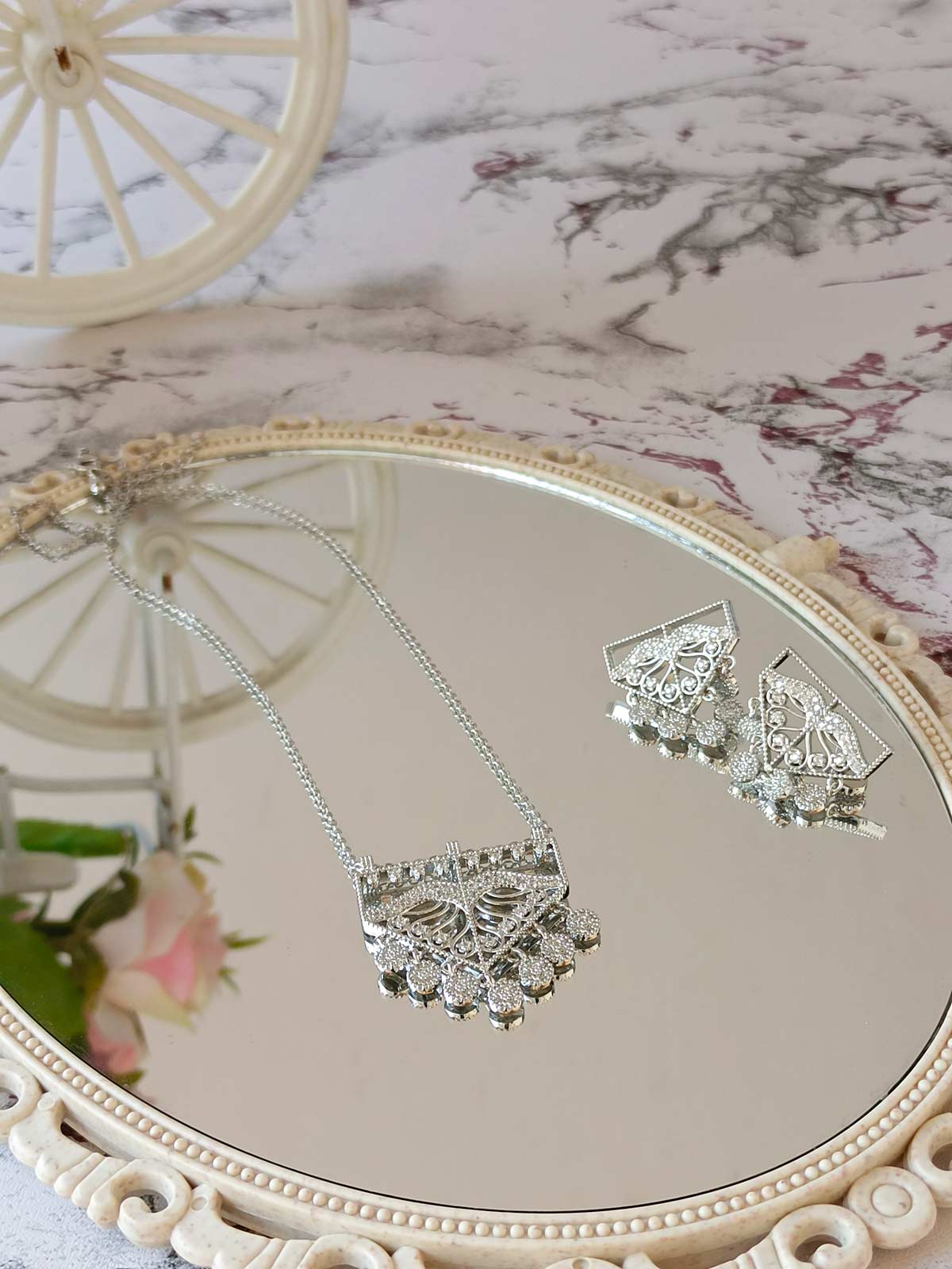 Silver Pendant Set with earrings