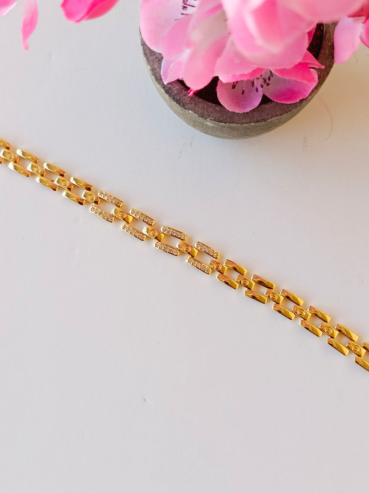 Elegant Block Chain Zircon Bracelet