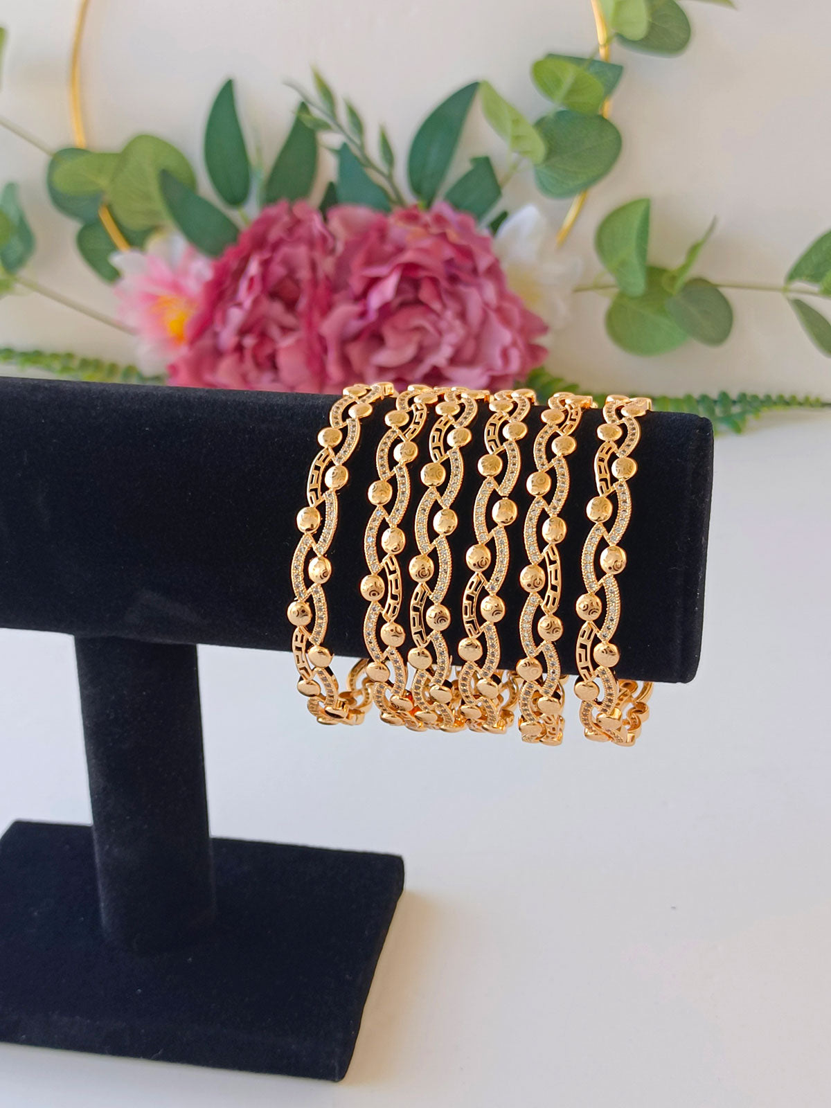 Beautiful Golden Sara Zirconia Bangles