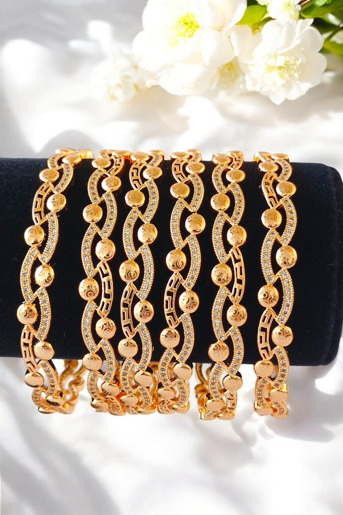 Golden Sara Zirconia Bangles