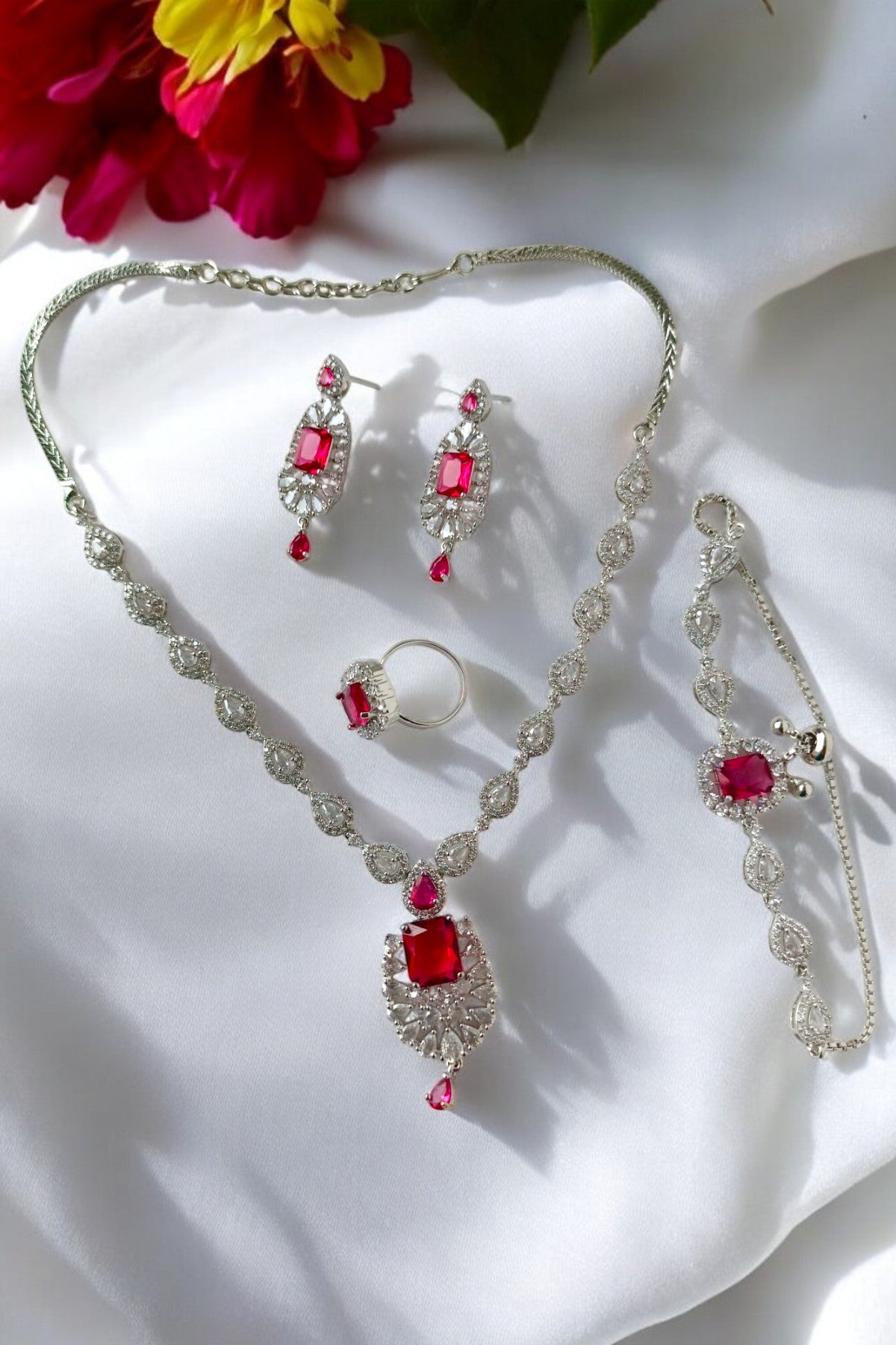 Amelia Red Victorian Necklace Set