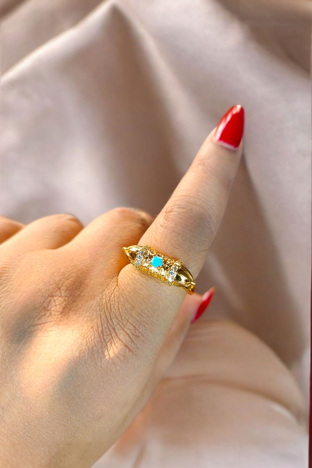 blue stone resizable ring