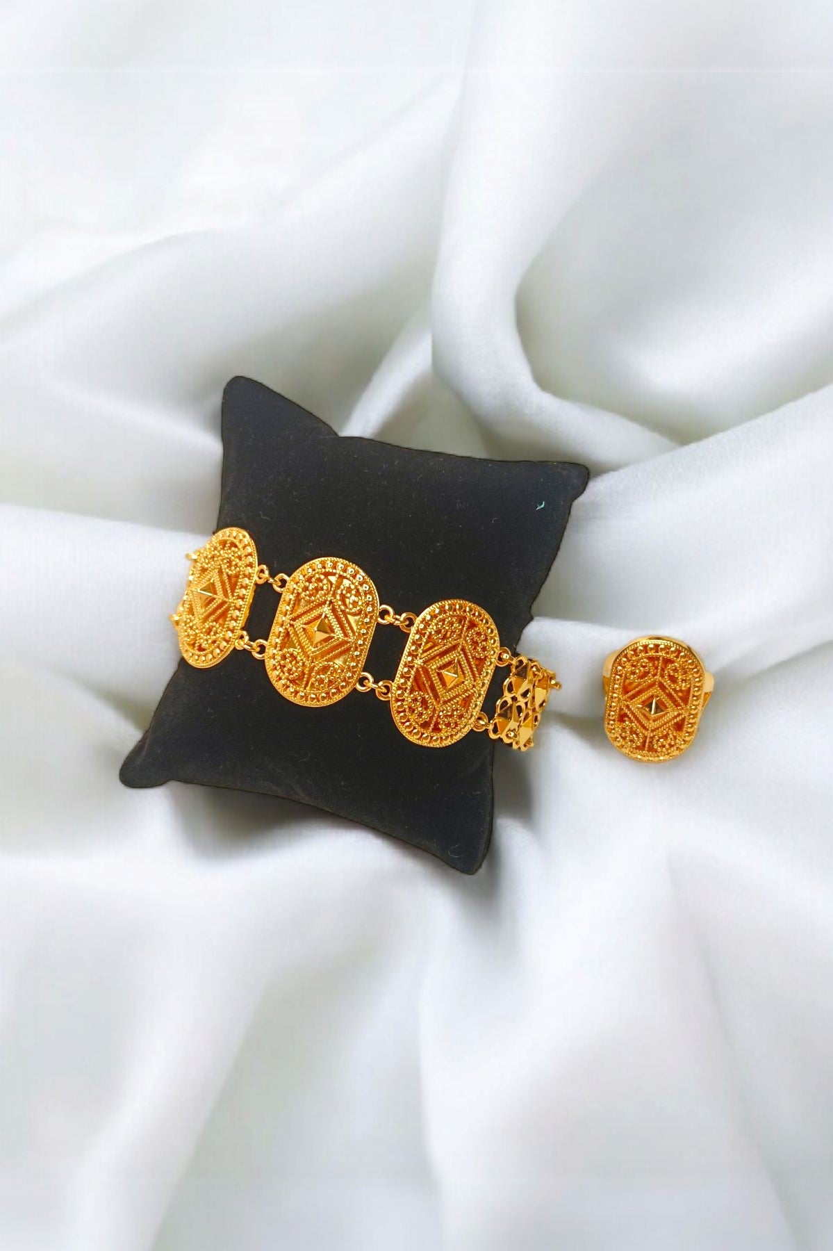 golden nora bracelet with ring
