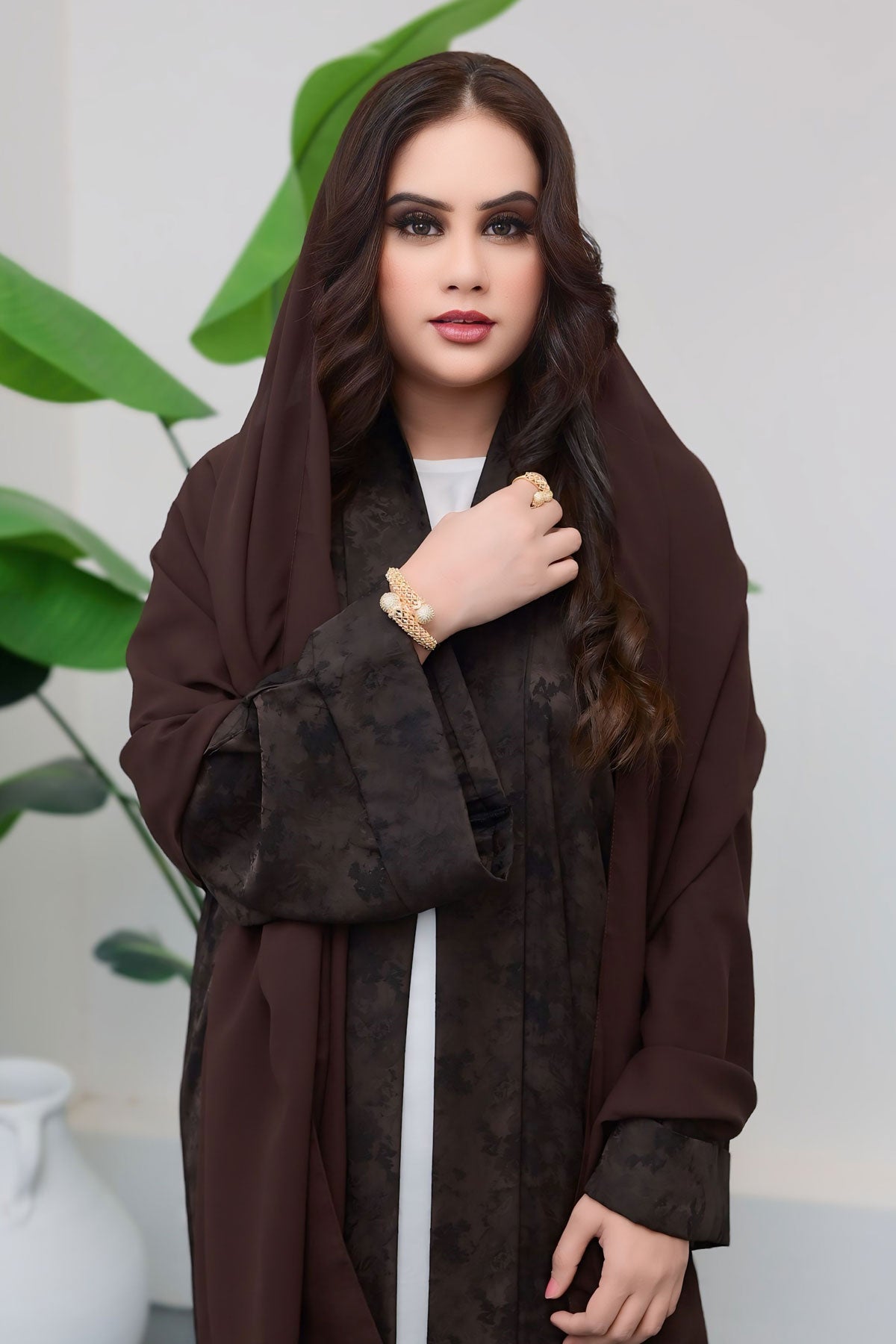 Two Toned Jacquard women's Abaya