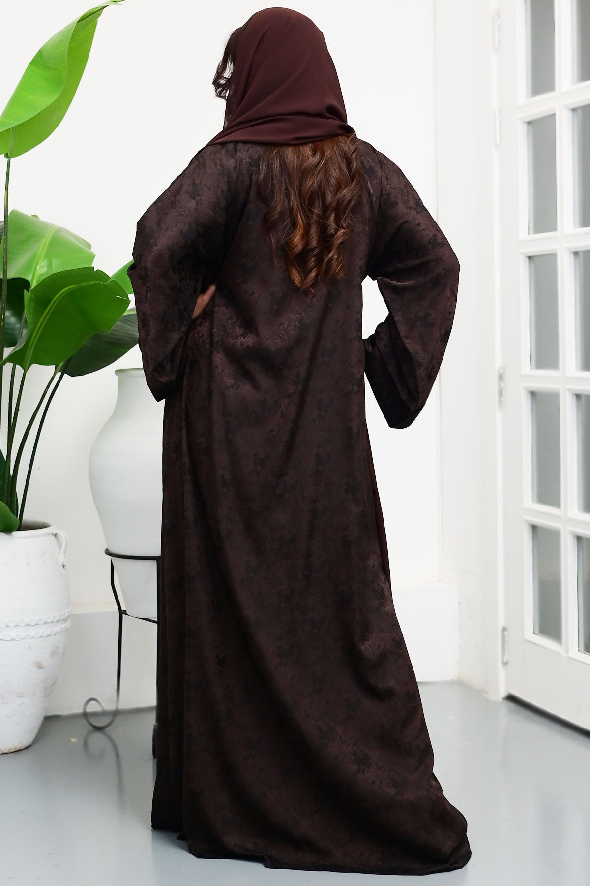 Two Toned Jacquard women Abaya