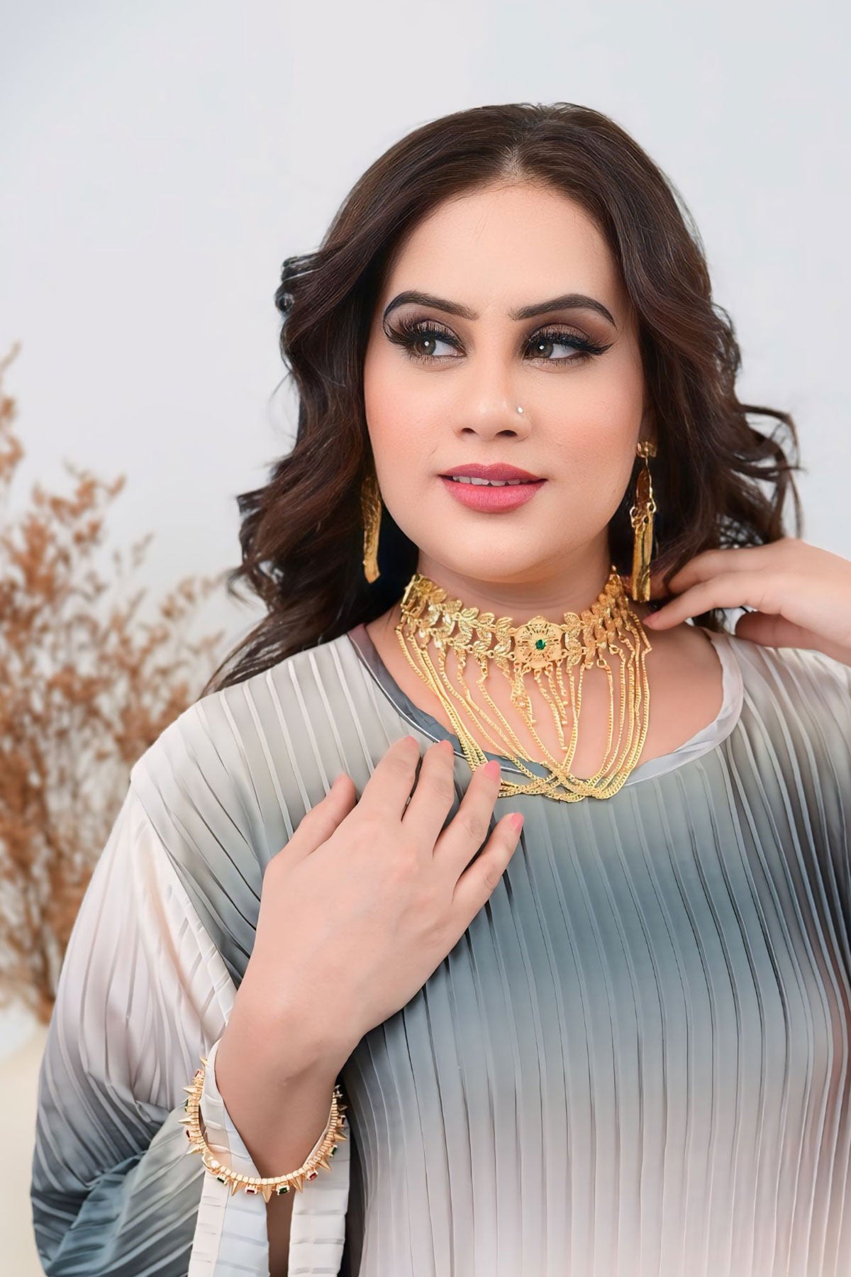 Pleated Multi color Abaya Dress for women