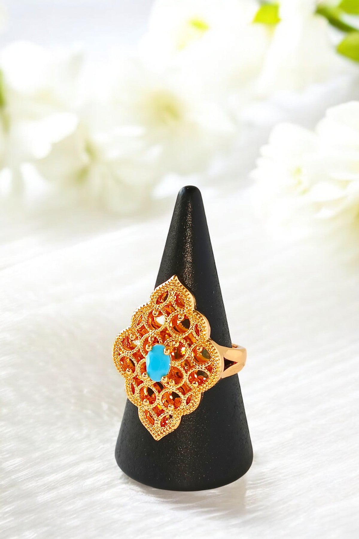 Firoza stone golden ring