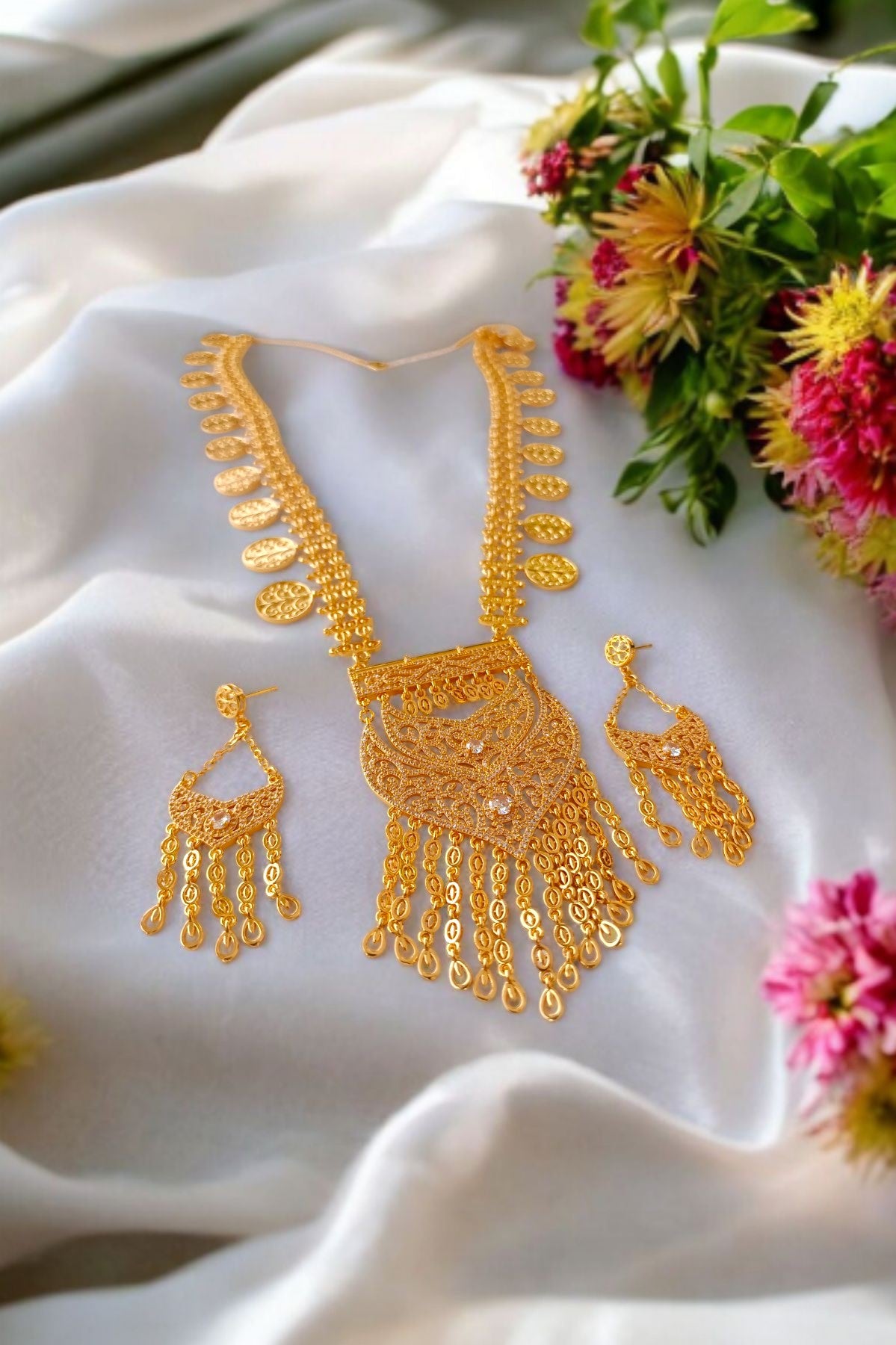 Nasima Golden Long Necklace set