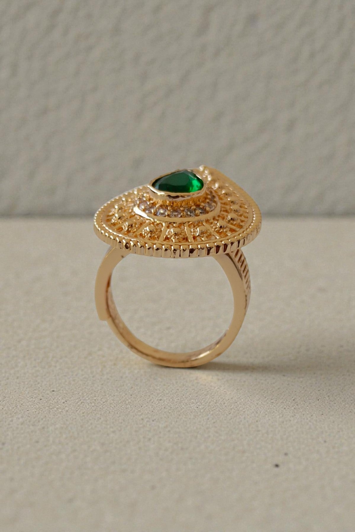 Teardrop Green Stone Statement Ring