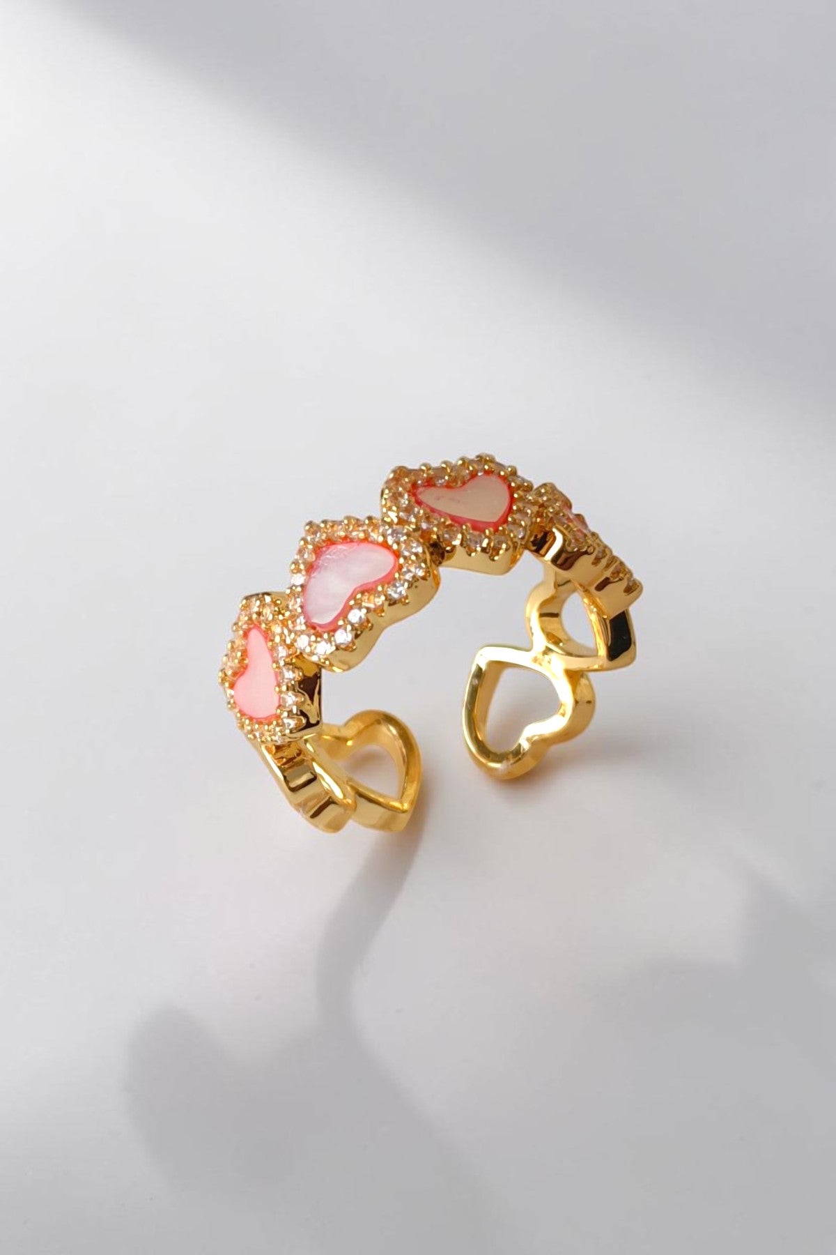 Afsah pink heart shape ring