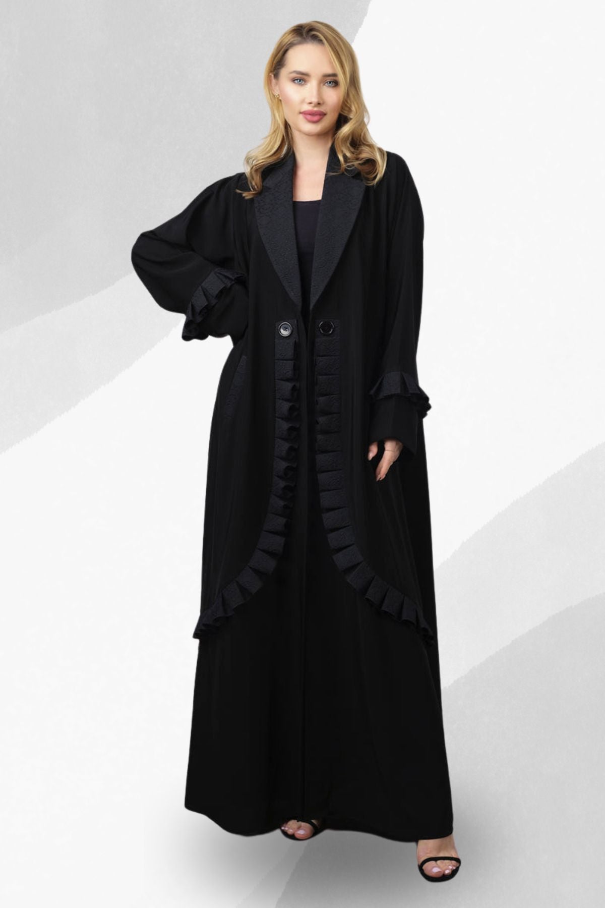 Arabic Black Abaya in Coat Style for Women