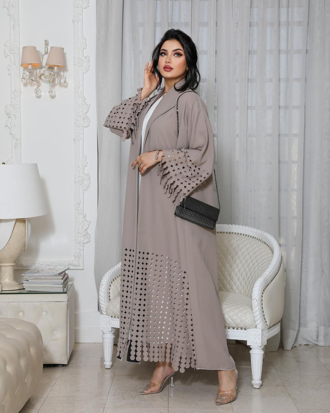 Cutwork Ramadan Abaya and with stylish Sheila