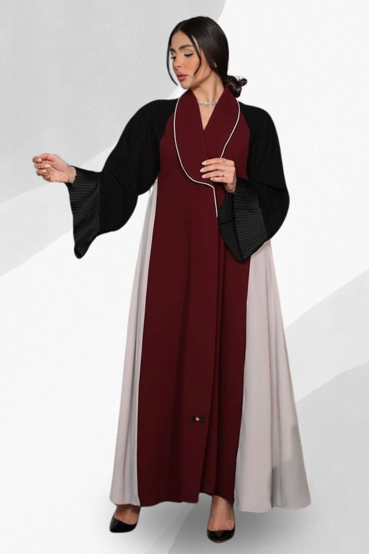 Modest party dress in triple colour