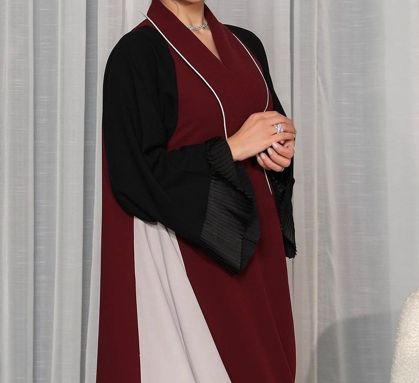 Modest Party Dress, Triple Color Abaya