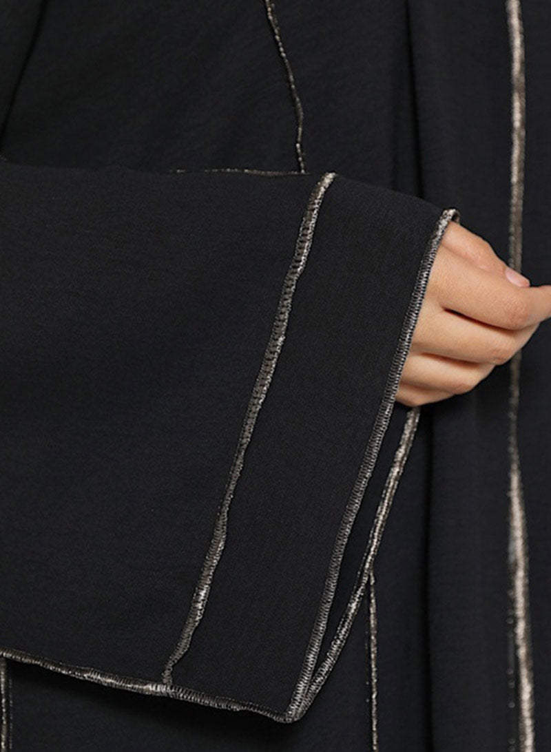 Black abaya with pipen design