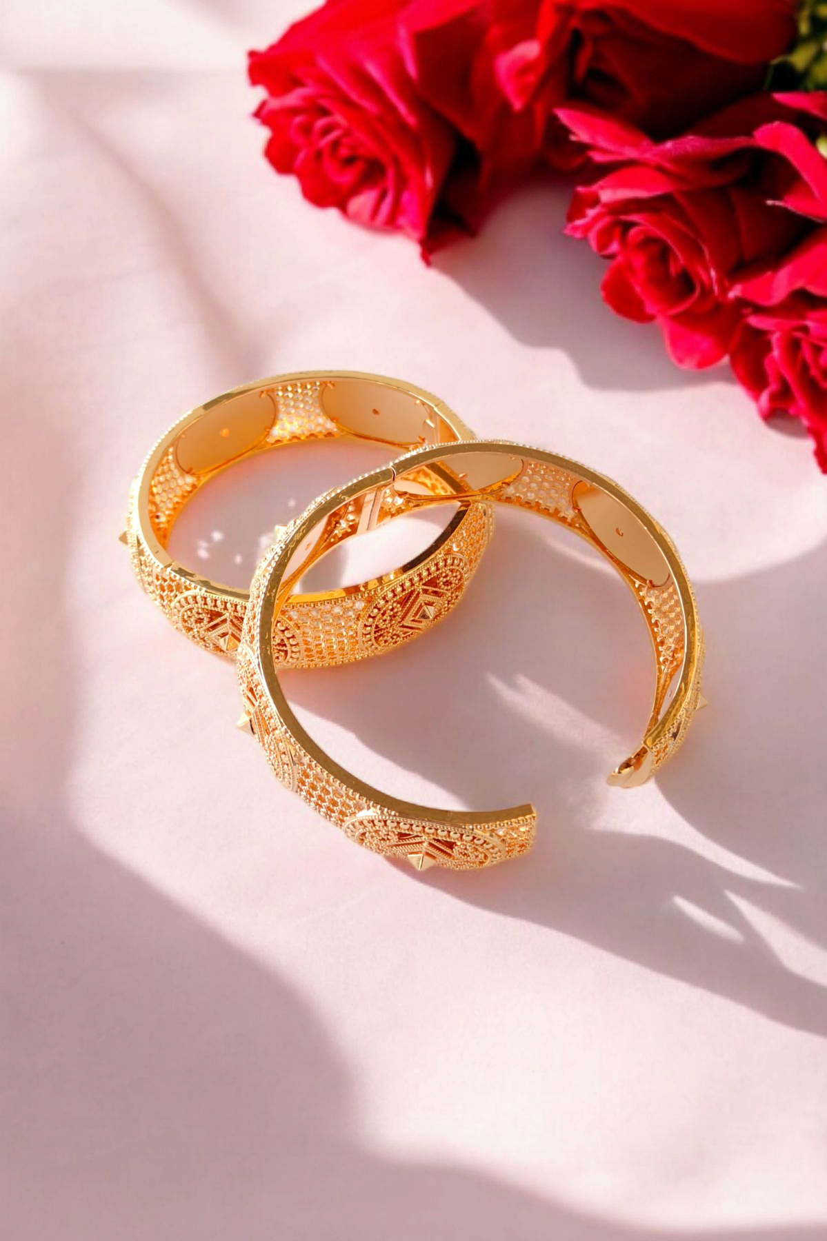 Front side of Golden Reem Traditional Bangles set