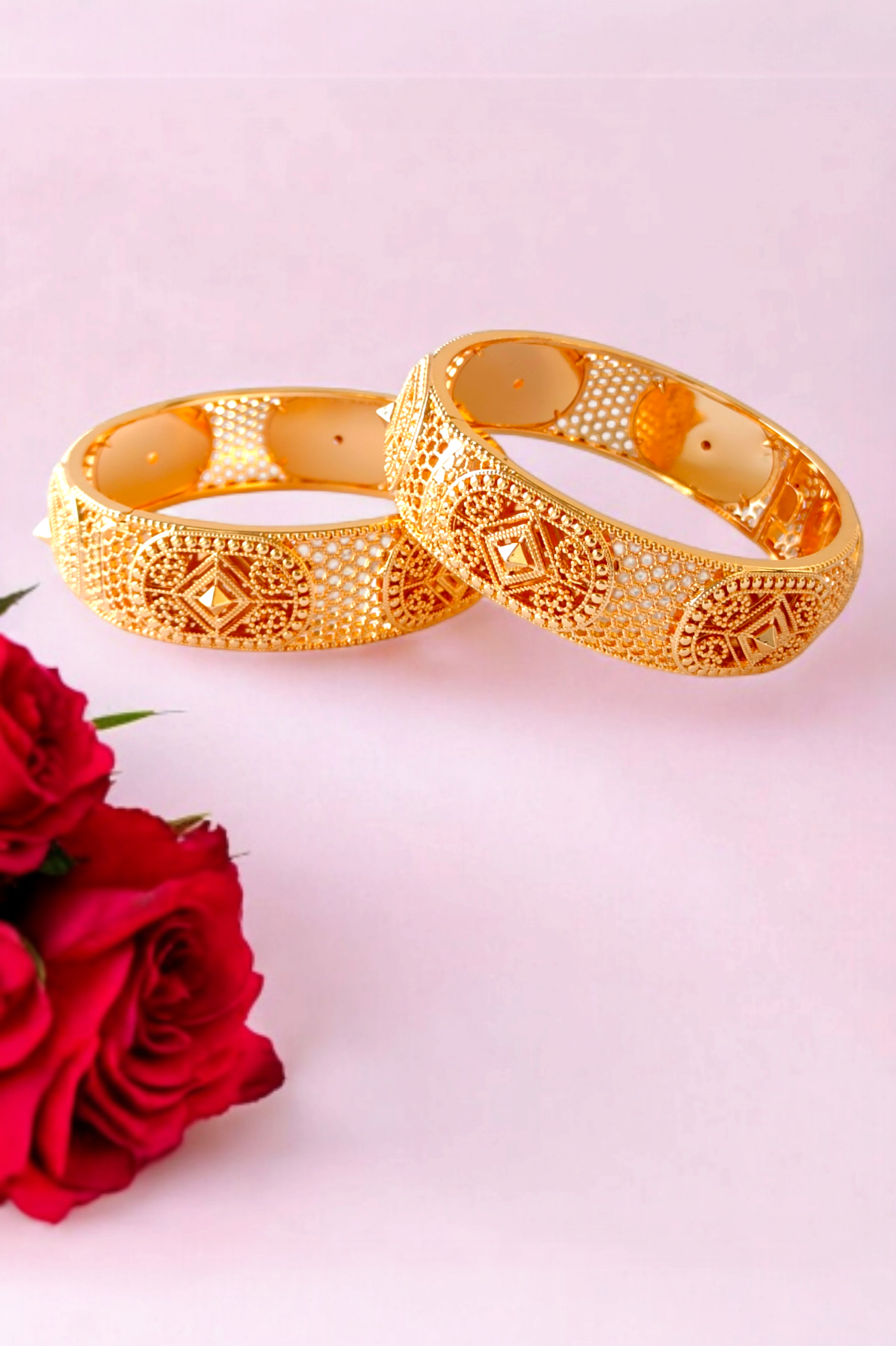 2 Golden Reem Traditional Bangles set
