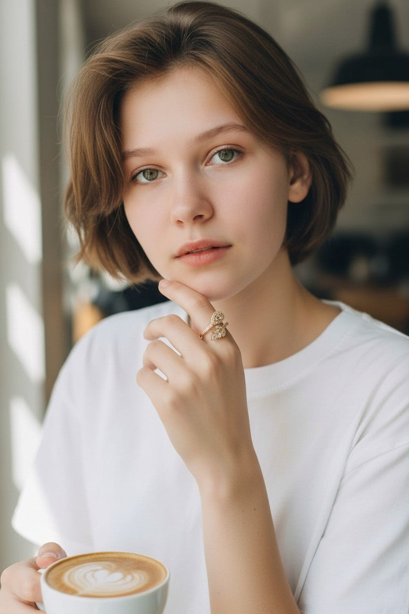 Azra Golden zirconia resizable ring