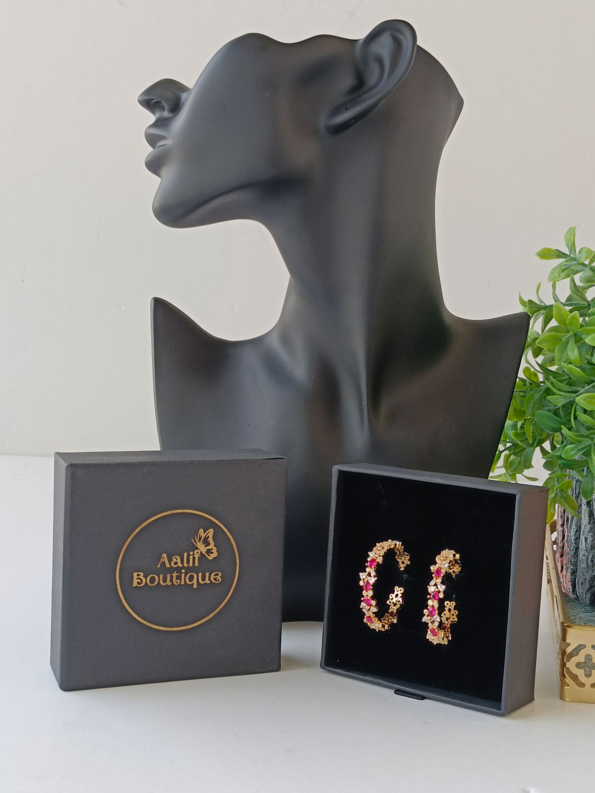 Red Zircon bali earrings 1