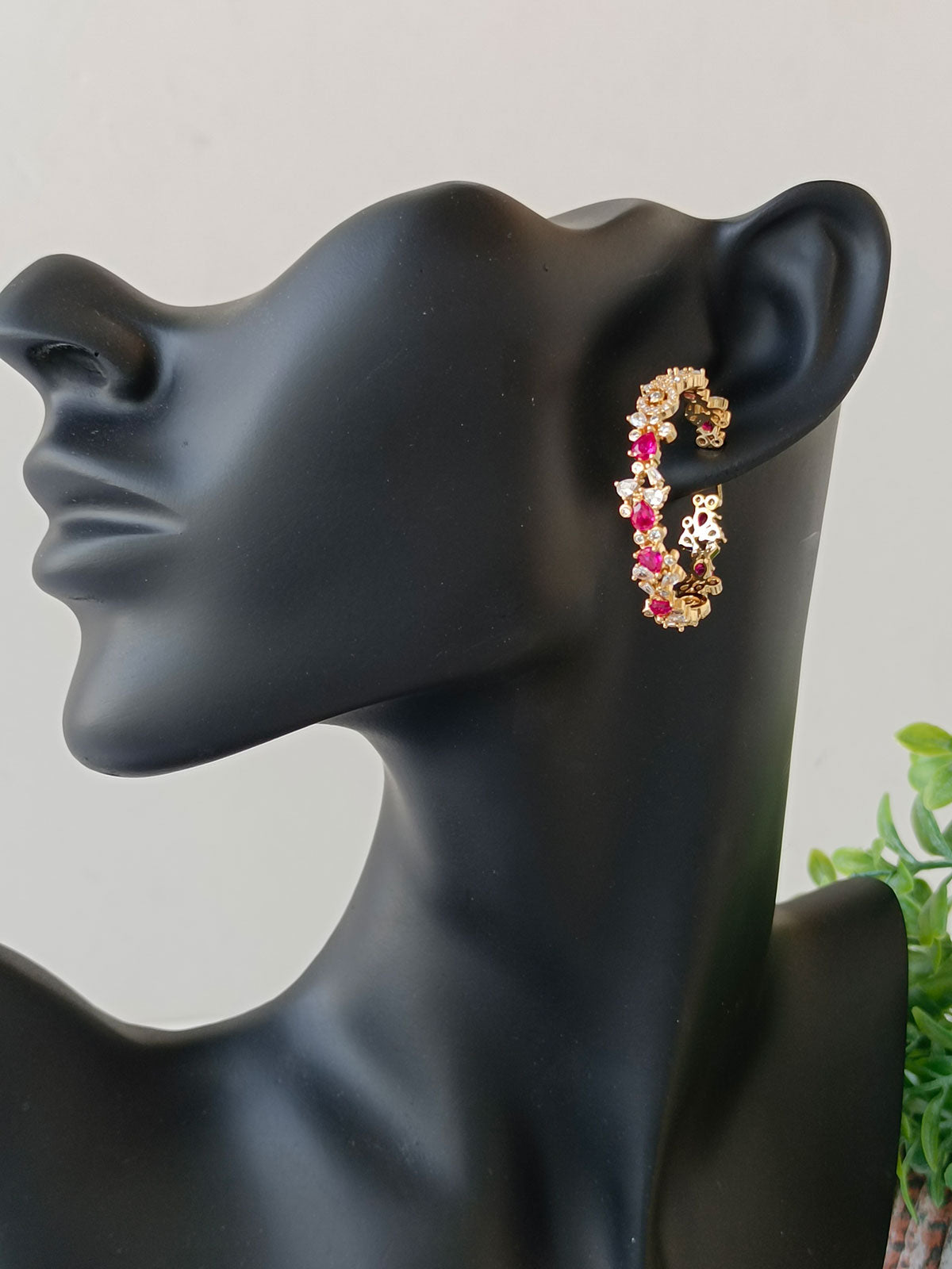 Red Zircon bali earrings 2