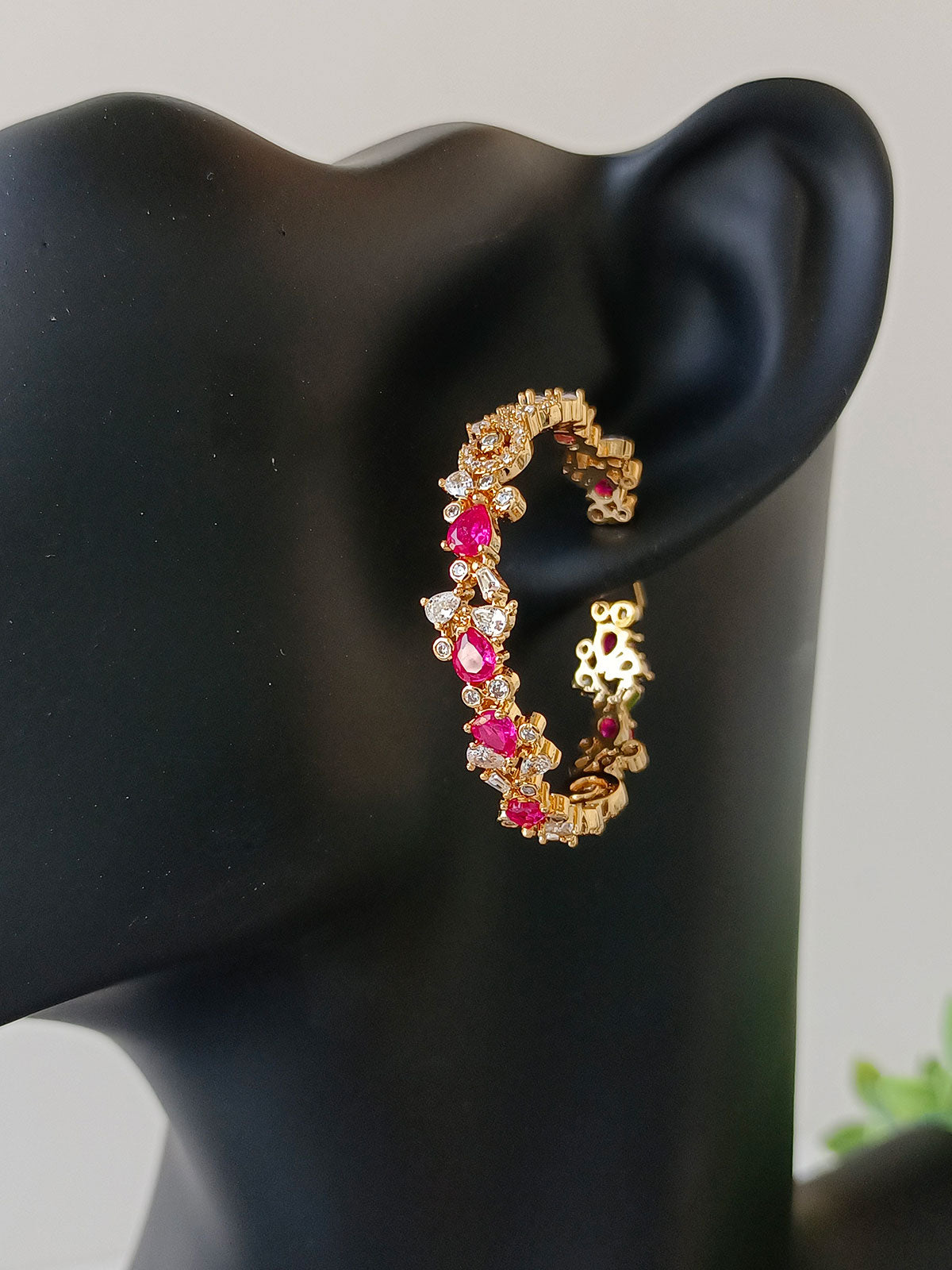 Red Zircon bali earrings 3