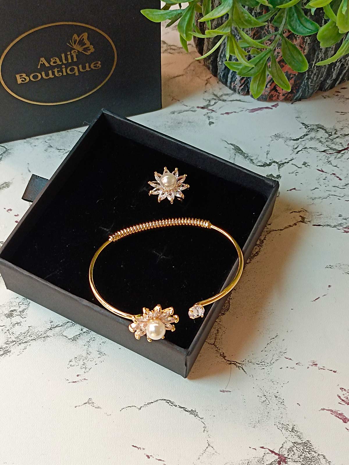 Tahmina Cuff Style Bracelet and Ring set for women