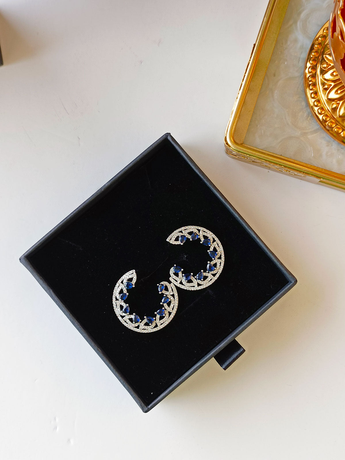 Women's Blue Zircon Moon earrings
