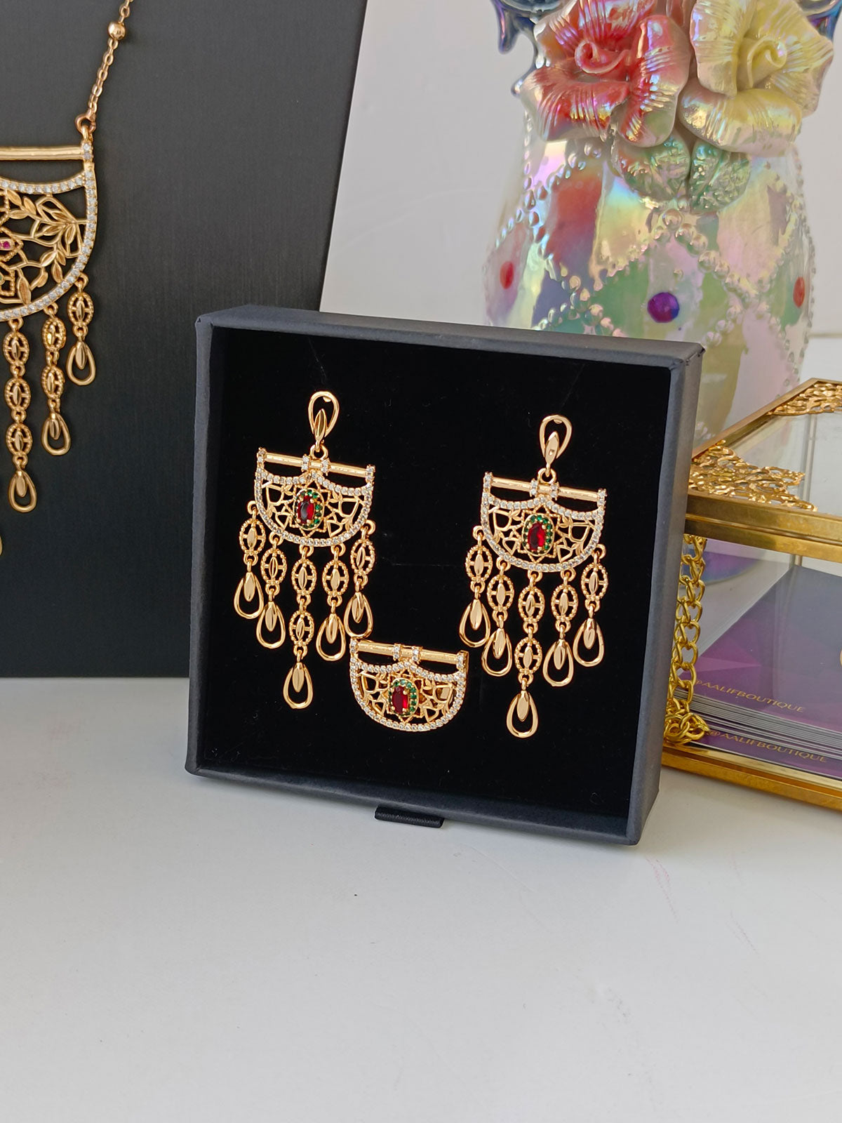 Beautiful earrings and rings
