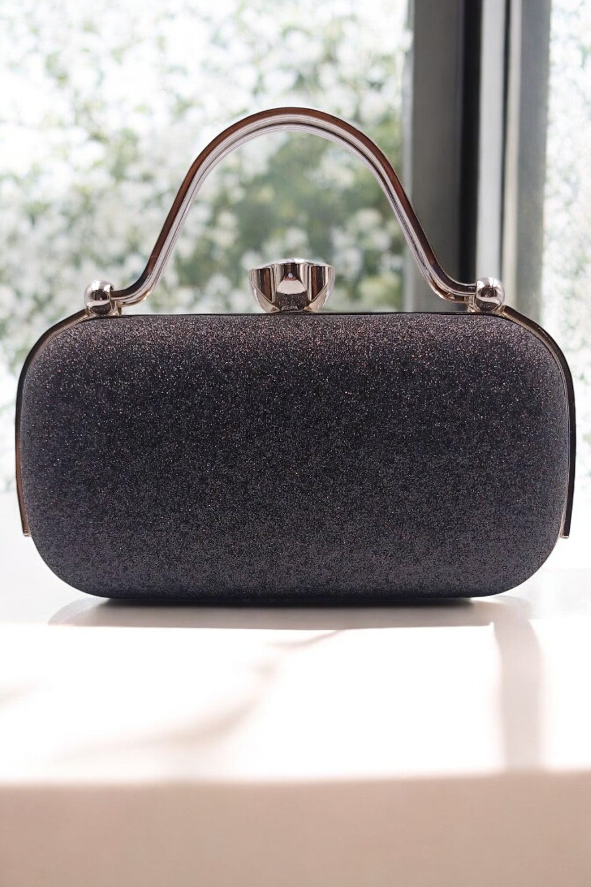 Elegant Black Crystal-Encrusted Evening Clutch For Women