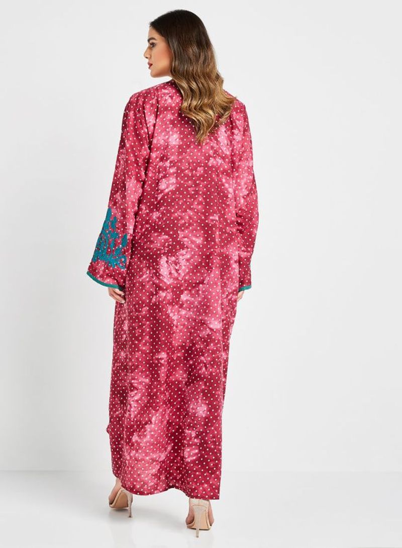 Embroidered Pink jalabiya for women