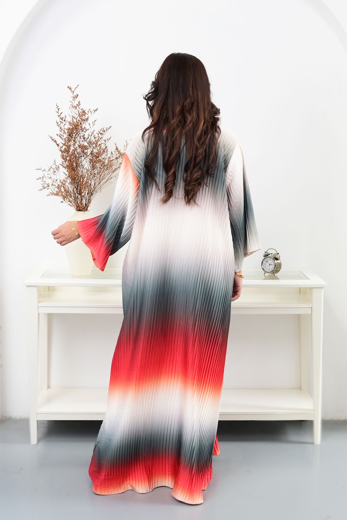 Pleated Multi color women abaya Dress