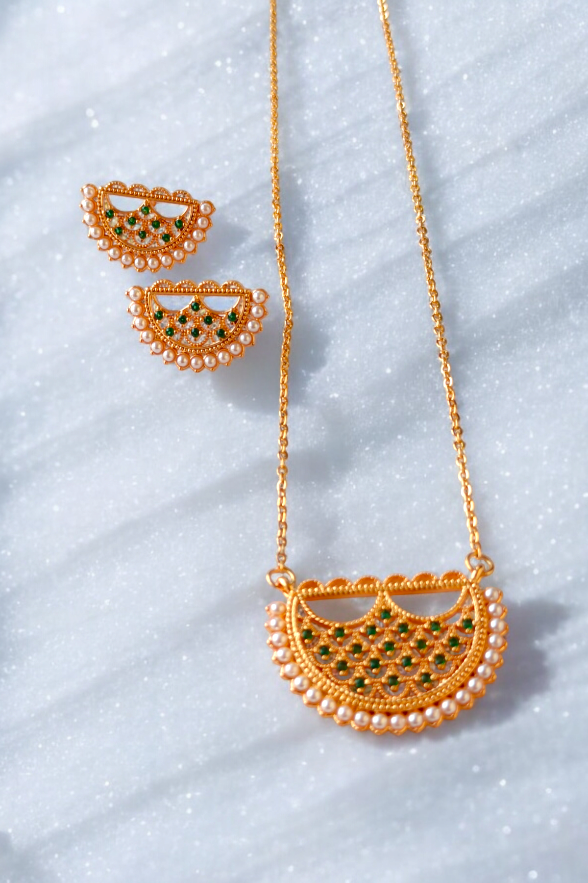 Traditional Gold Plated Necklace and Earring Set