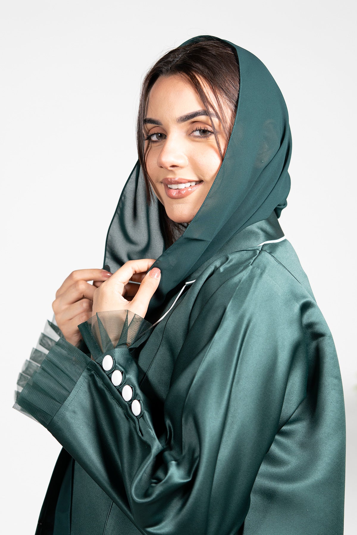 Arabic dress female - Green Coat style Abaya