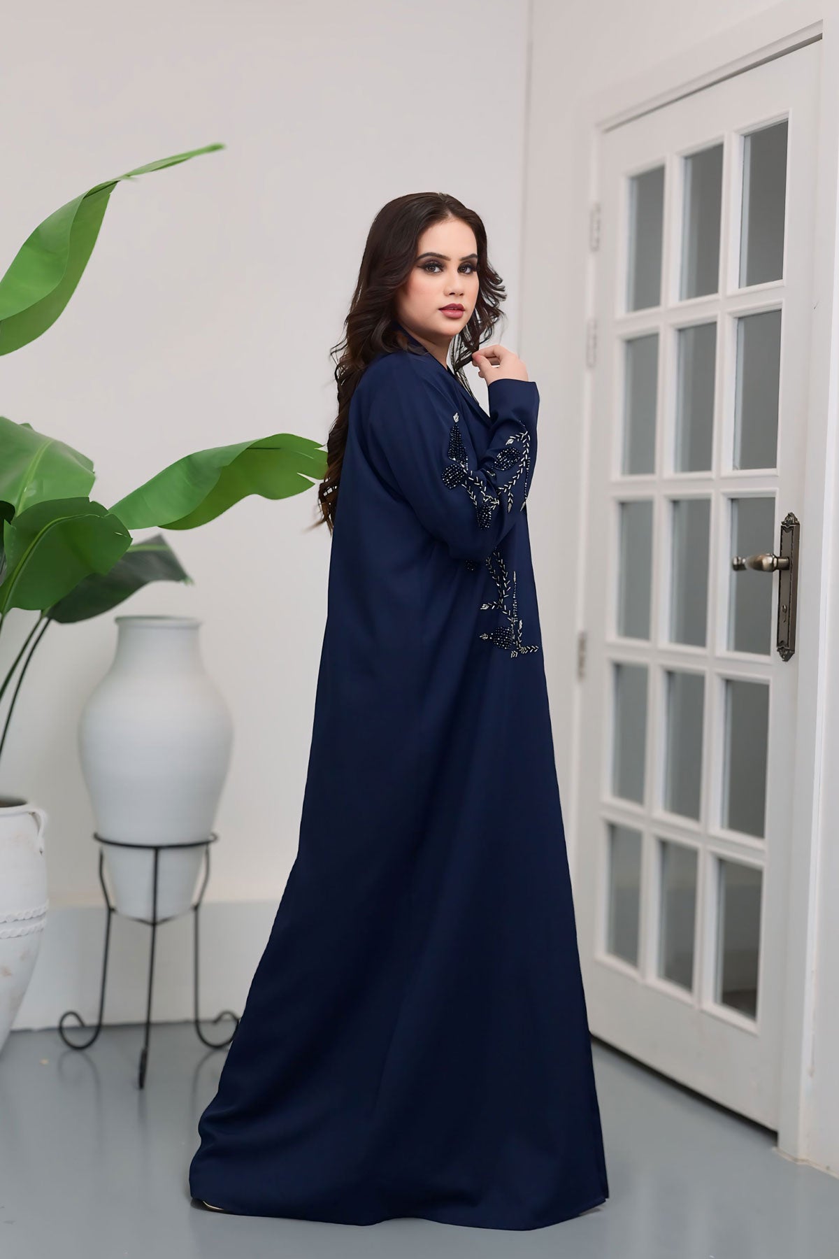 Navy Blue Coat style women's Abaya