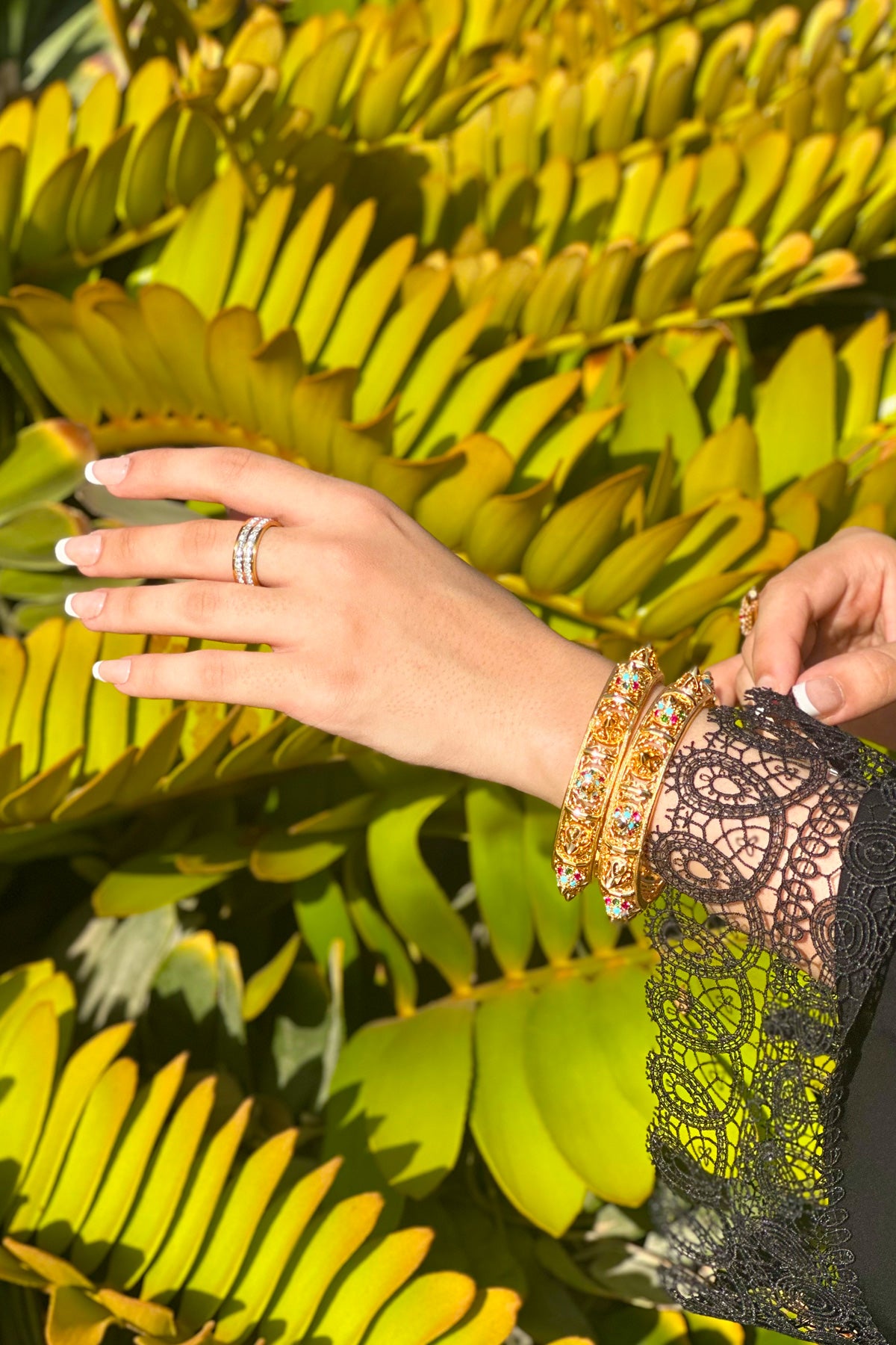 Wedding Gold Ring UAE | 18k Gold Plated Ring with Stones