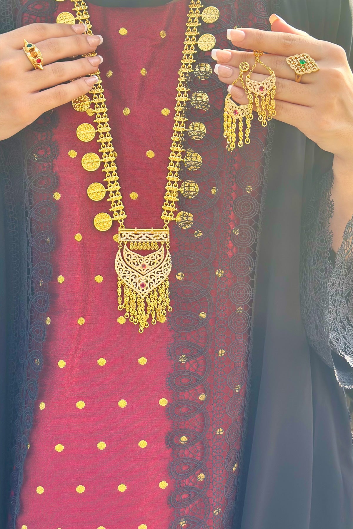 Najma Golden Long Necklace set