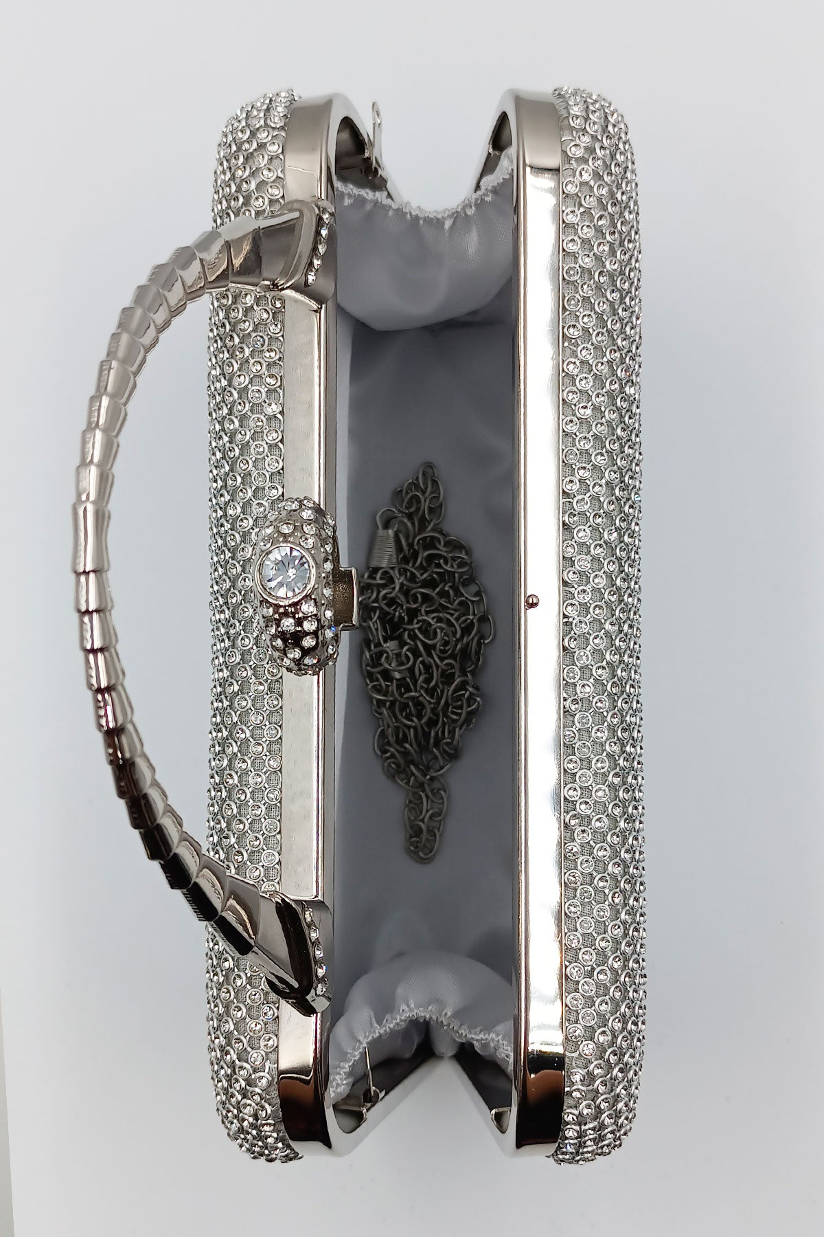 Silver Stones studded clutch for women