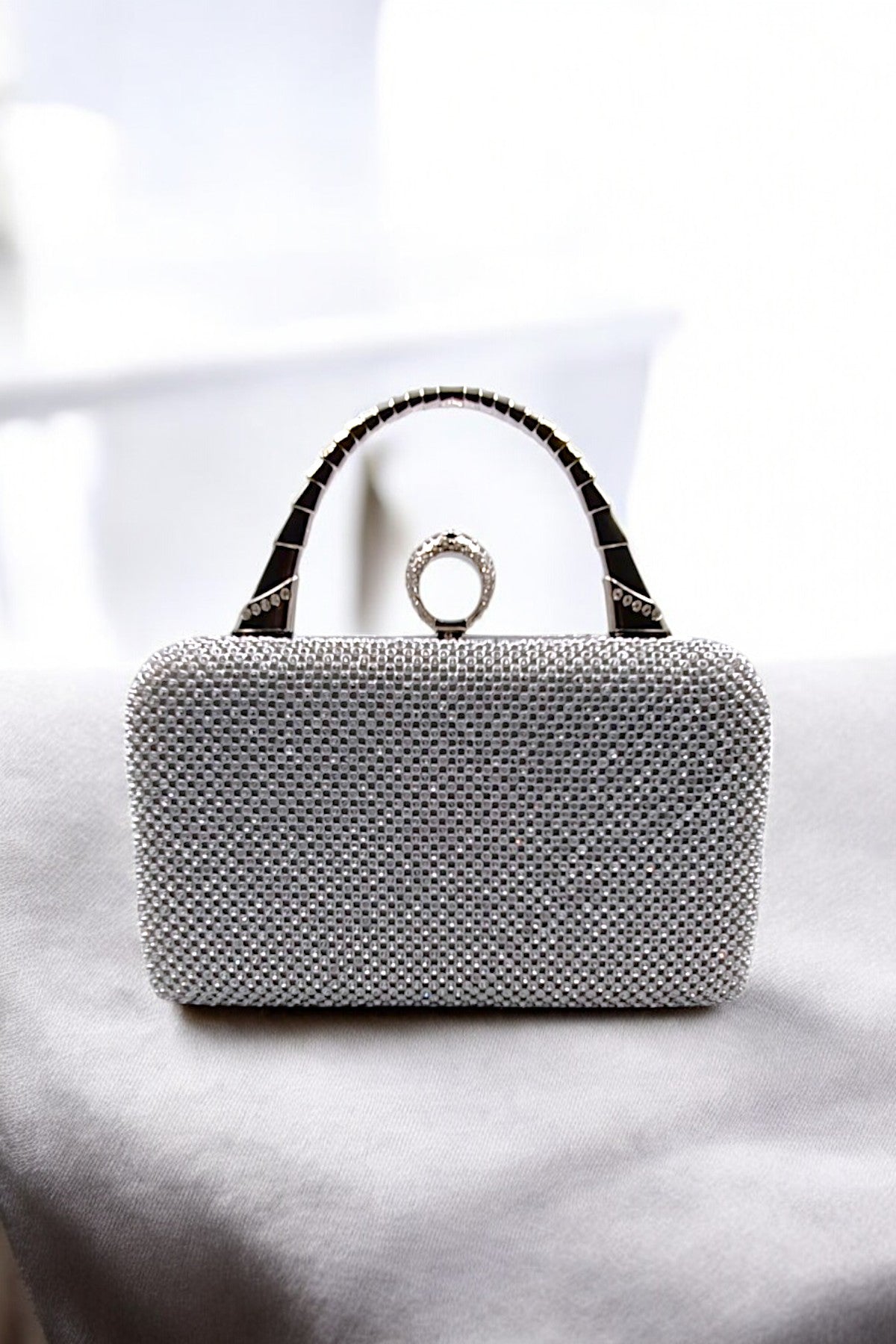 Silver Stones studded clutch for women