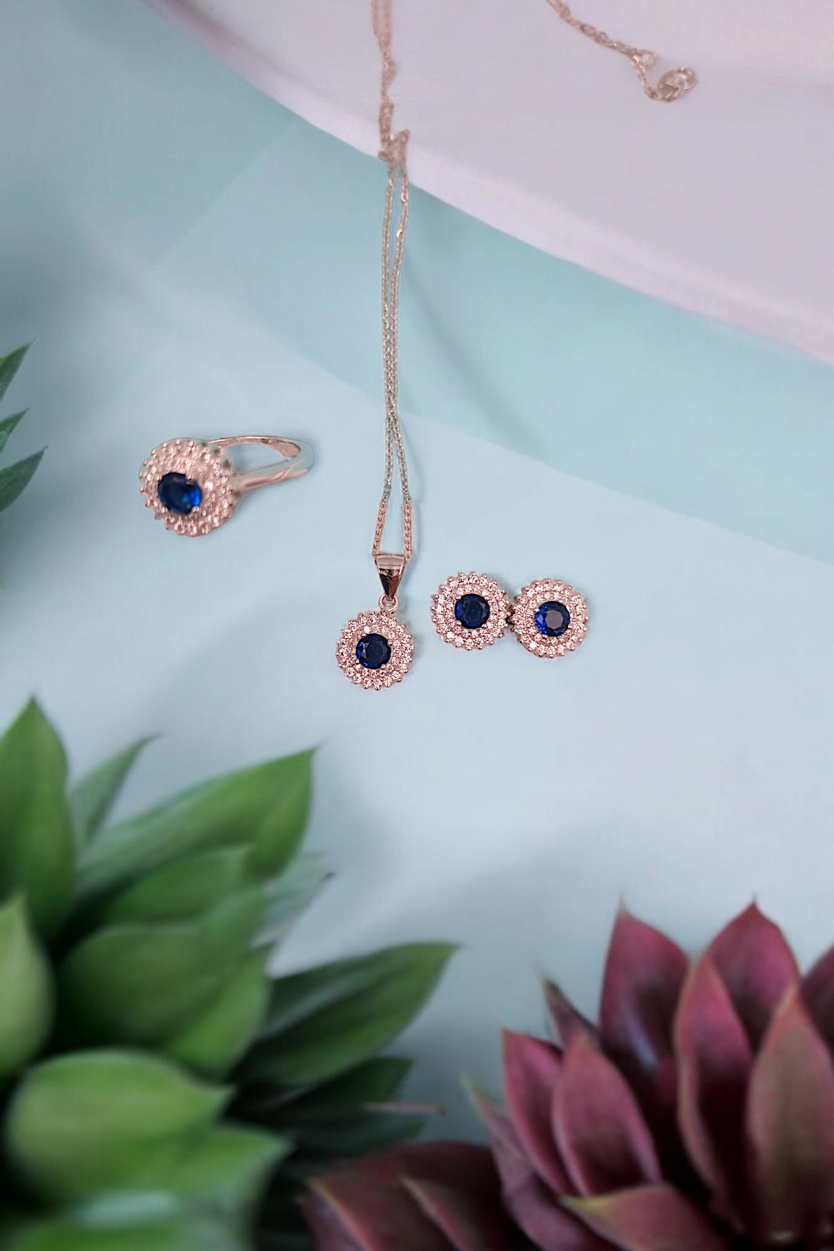 Blue Stone in 925 Sterling Silver set