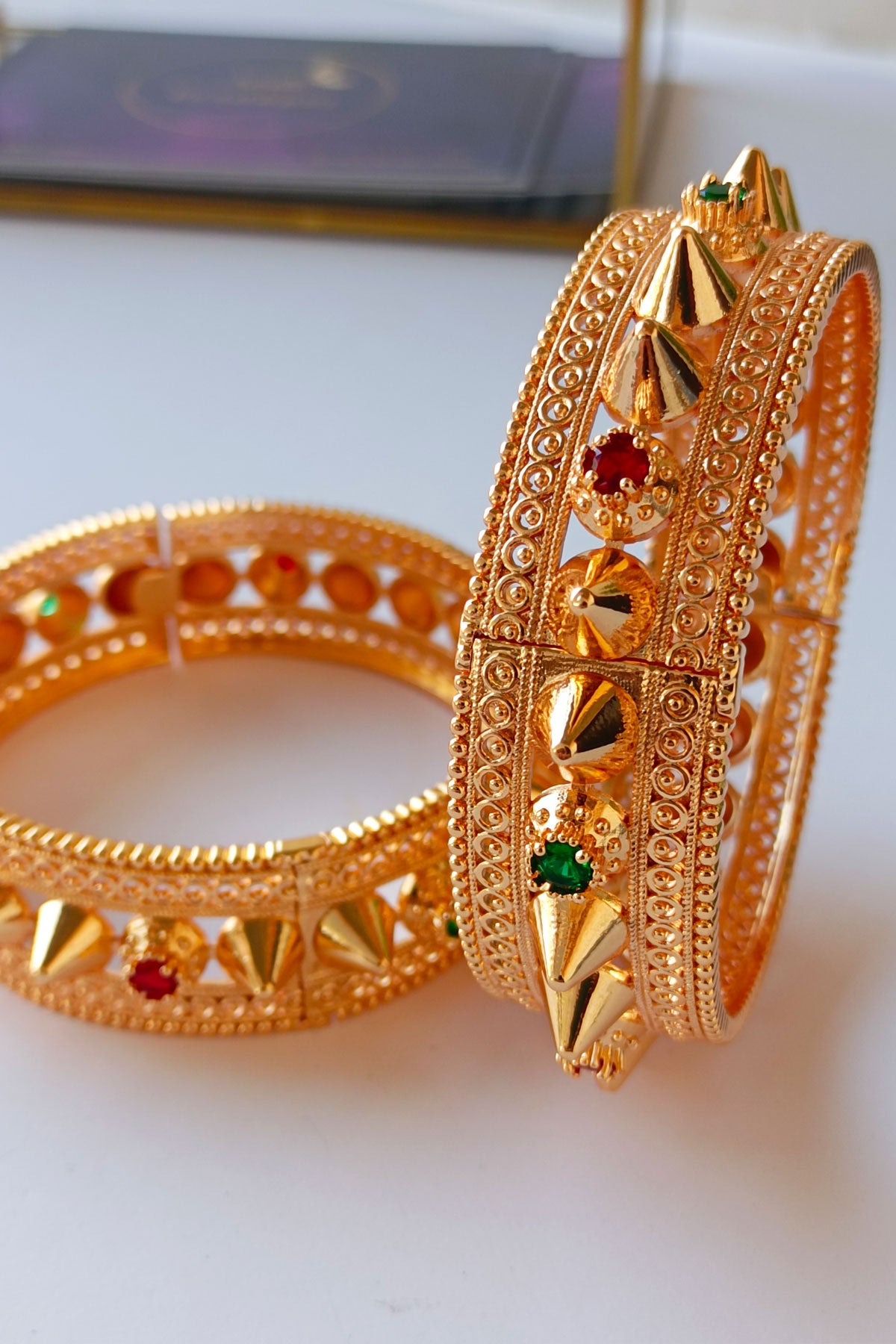 Yasmin Golden Bangles set with stones