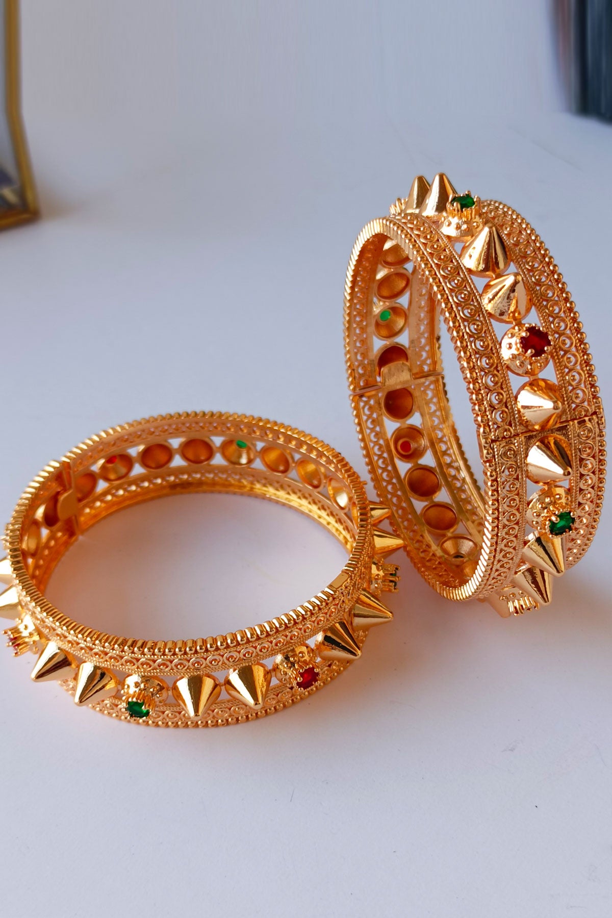 Yasmin Bangles set with stones in Golden