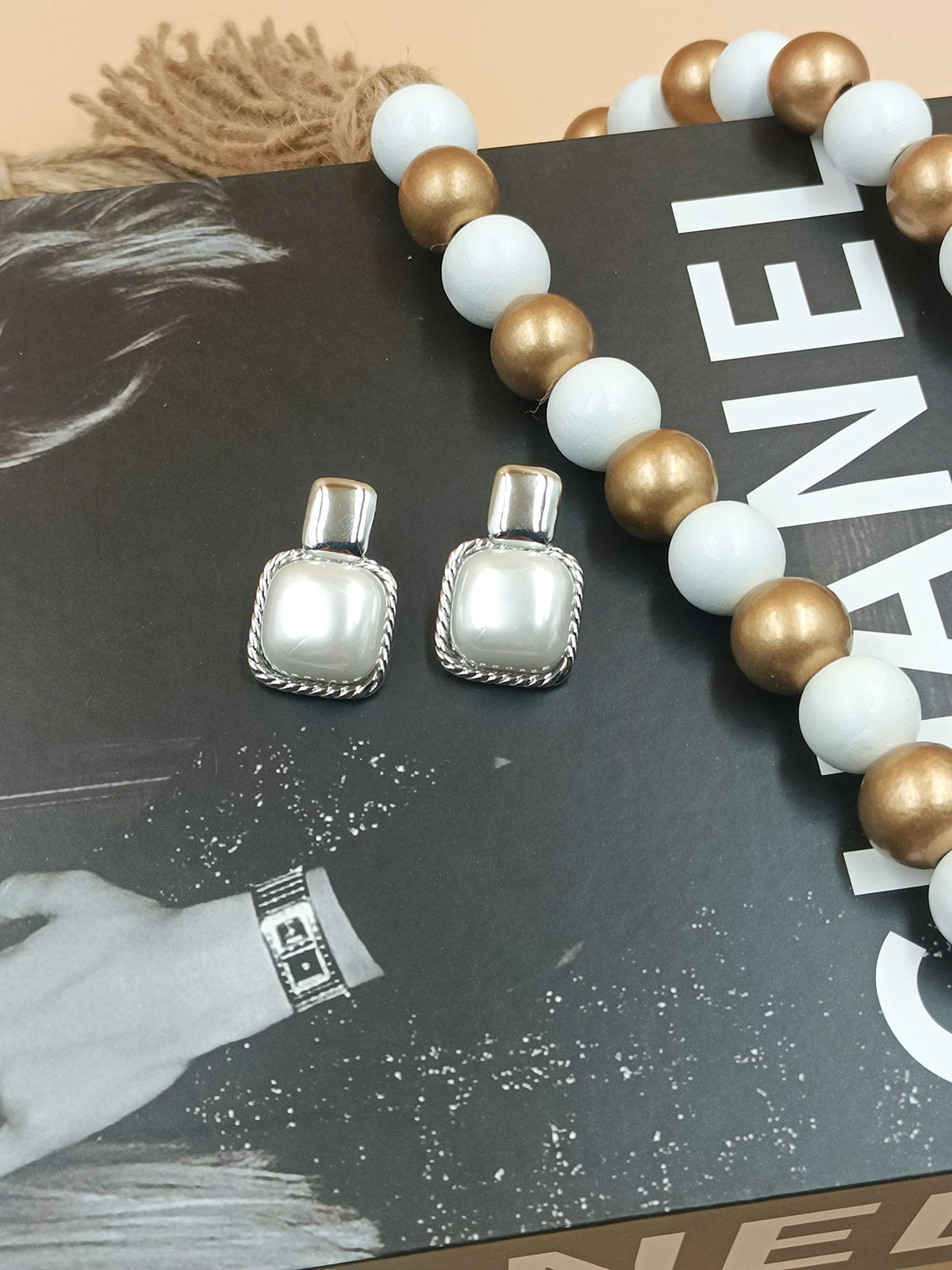 white trendy earrings