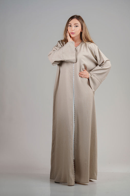 Beige Beads embellished abaya