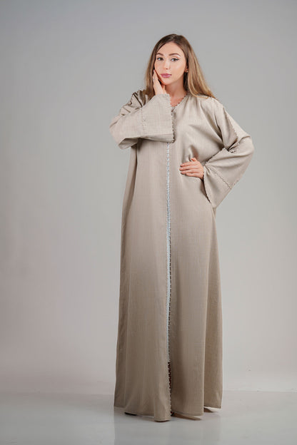 Beige Beads embellished abaya