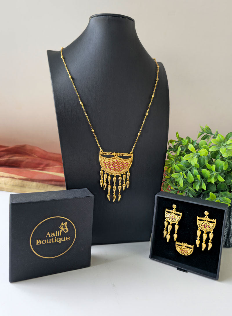 Gold Necklace Set Artificial Jewelry | AA2416